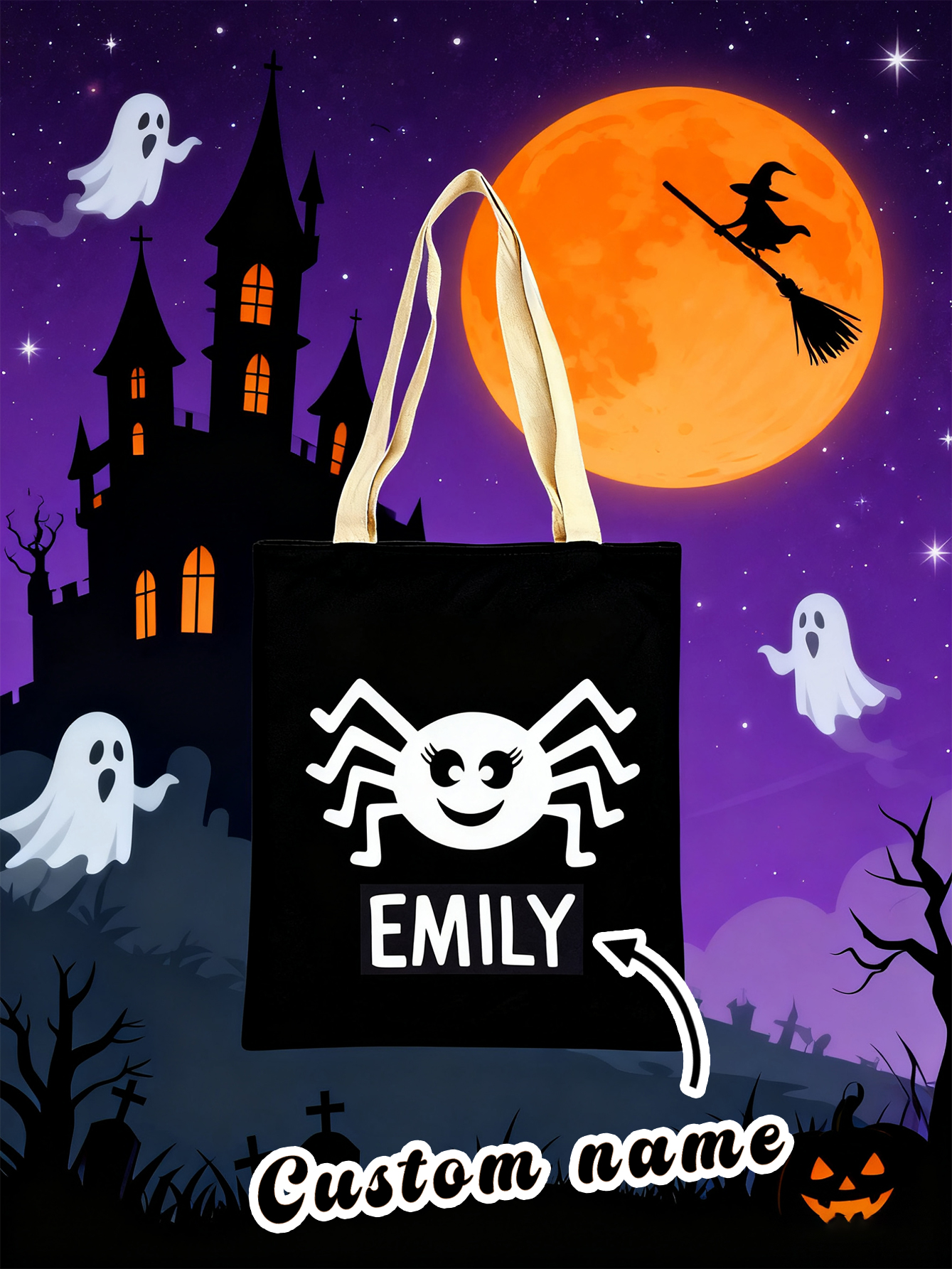 Personalized Halloween Cute Spider Candy Bag
